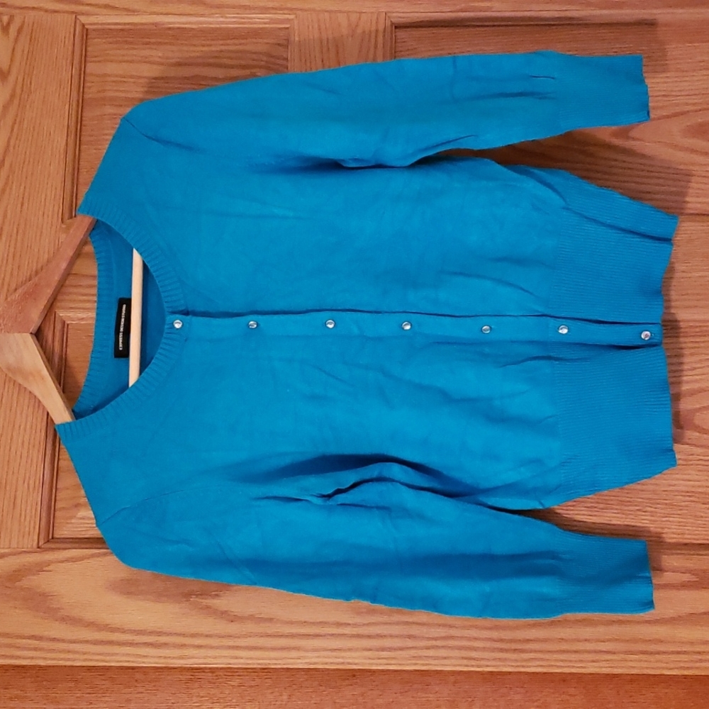 Express Teal Cardigan. SzS